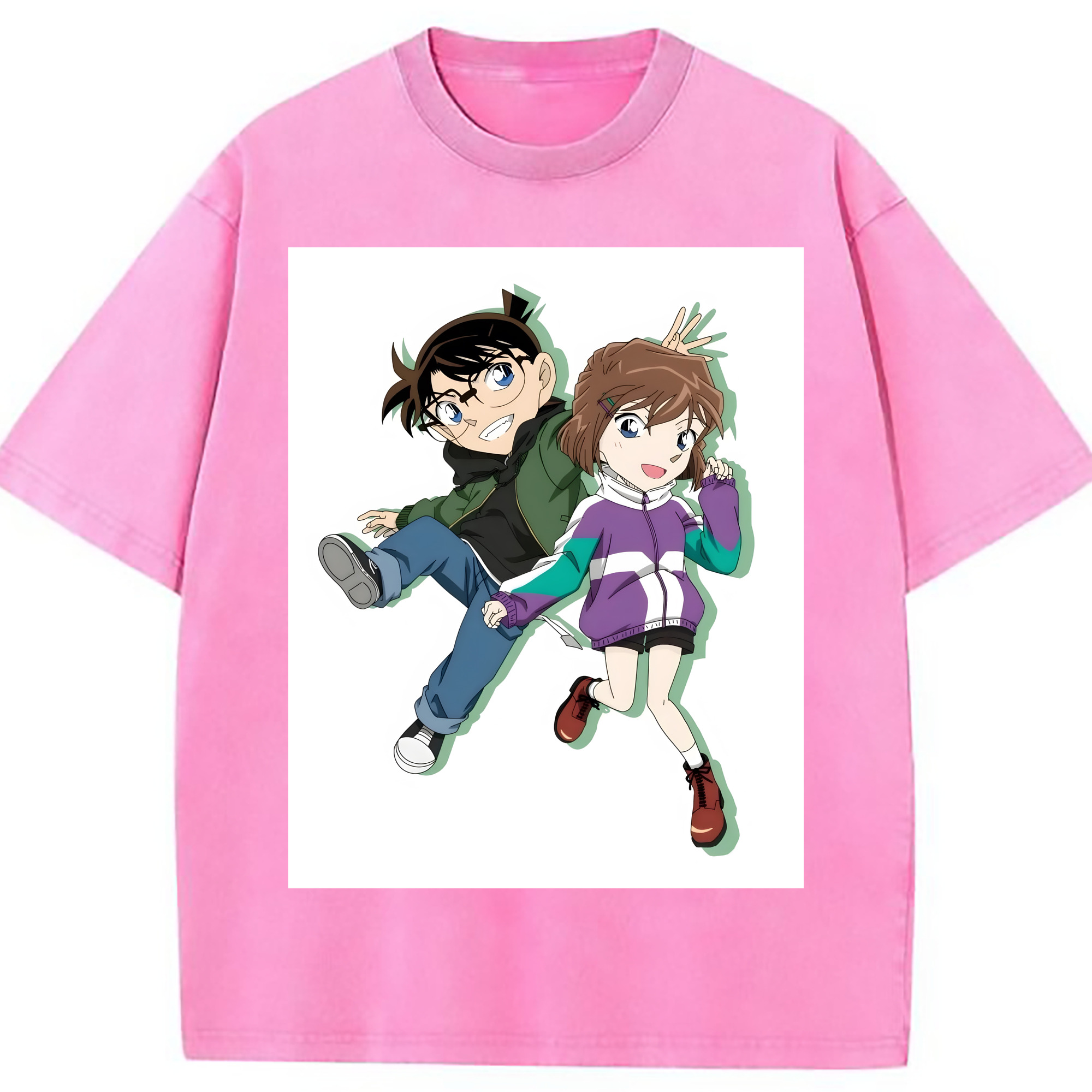 （画像用） 名探偵コナン 灰原 哀 はいばら あい Detective Conan Anita Hailey、Vi Graythorn Haibara Ai 綿100% ヴィンテージ風 半袖Tシャツ（フロントプリント）